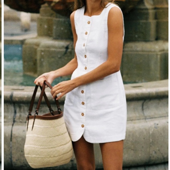 Cotton Button Front Mini Dress - Picture 1 of 5